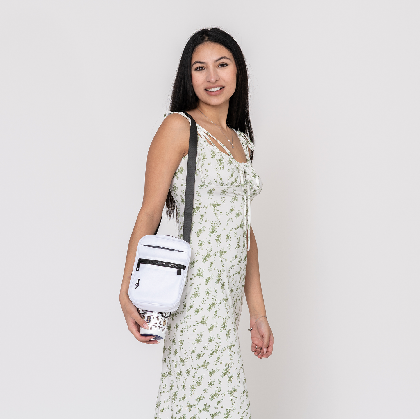 Medium White Crossbody w/ Tumbler Belt