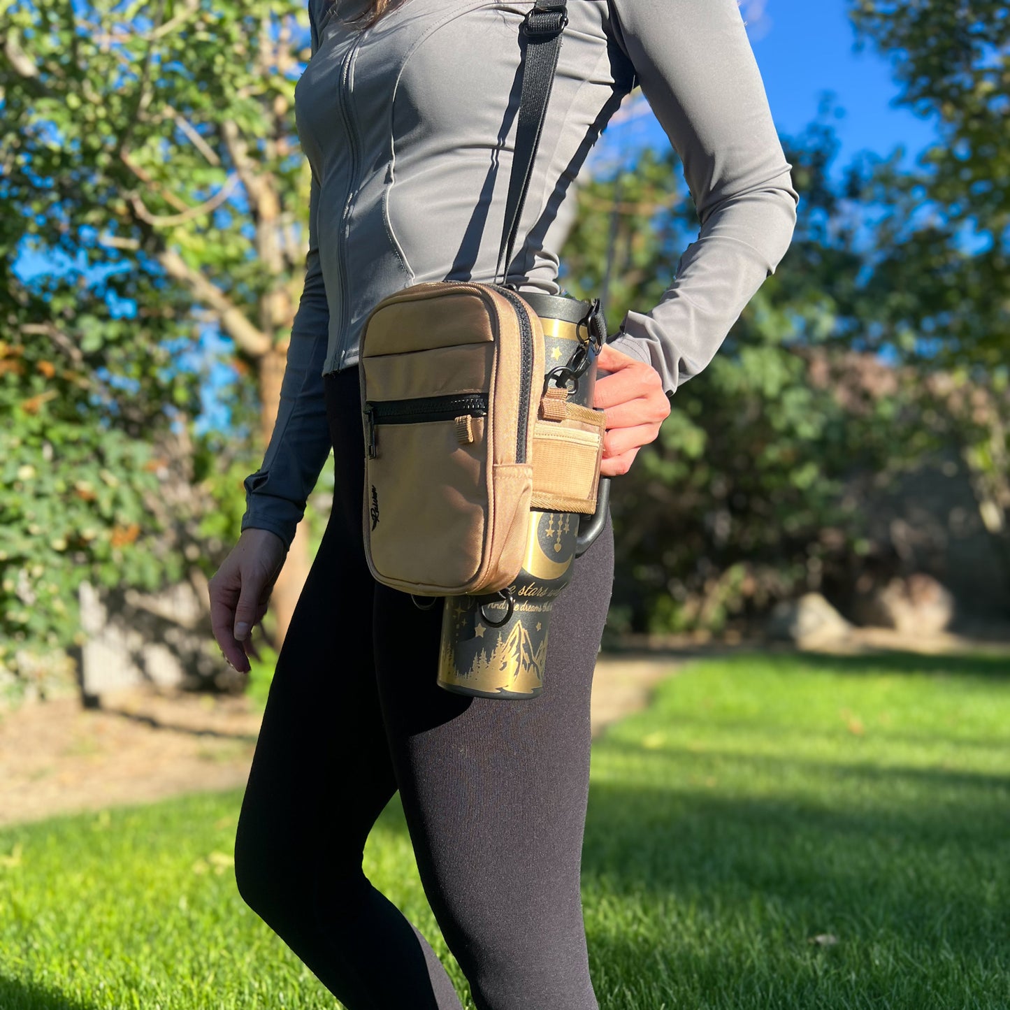 Tan Crossbody w/Tumbler Belt
