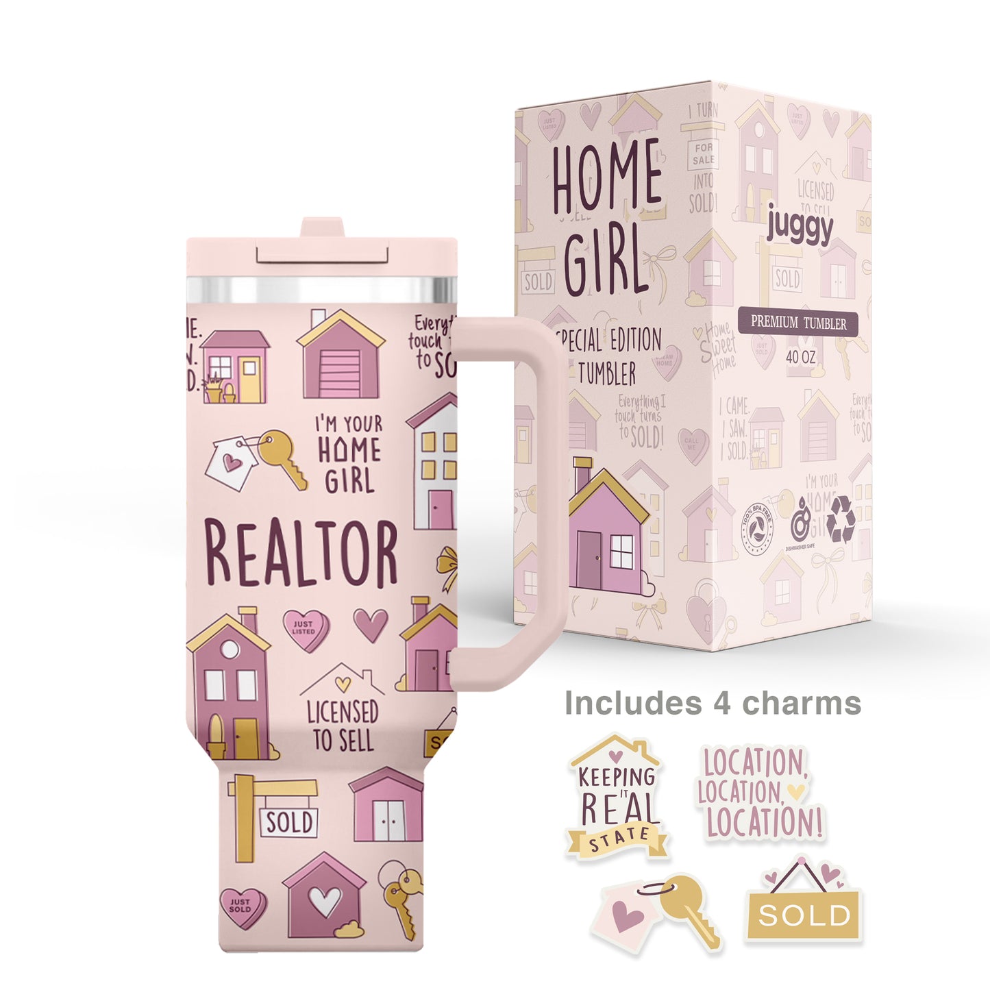 Realtor Home Girl 40oz DuoLid Tumbler With Charms - PREORDER